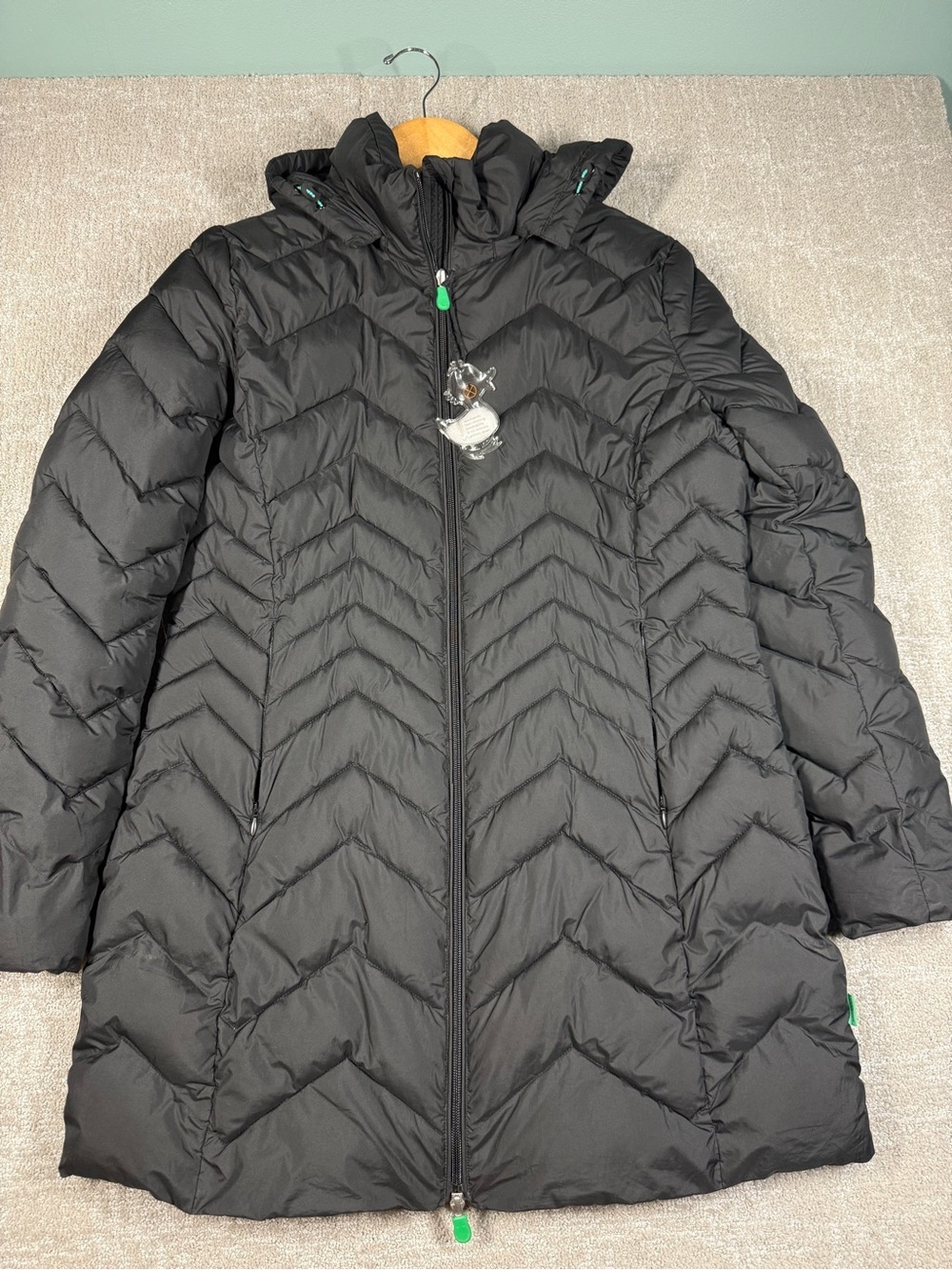 Save The Duck Black Long Length Down Jacket Women Size 4/XL